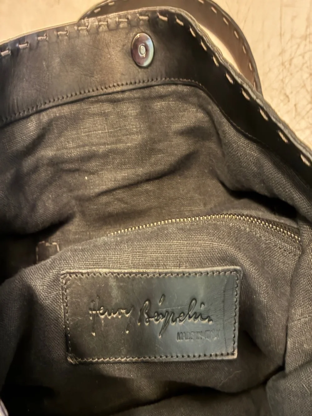 Henry Beguelin Black Leather Tote/Messenger Bag - Handcrafted in Italy